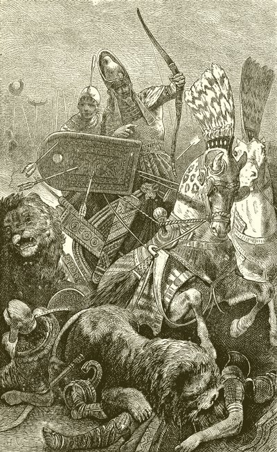 Wielki Sesostris (Ramzes II) w bitwie pod Kadesch autorstwa English School