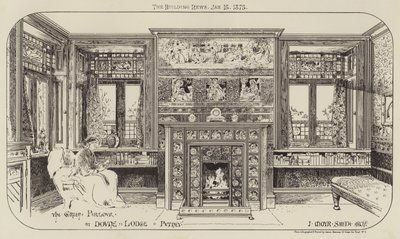 Zielony salon w Dovne Lodge, Putney (grawerowanie) autorstwa English School