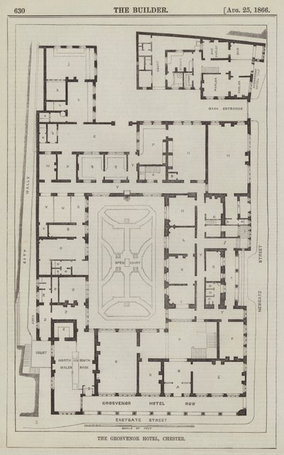 Hotel Grosvenor, Chester (grawerowanie) autorstwa English School