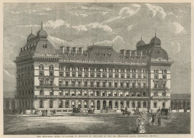 Grosvenor Hotel, w trakcie wznoszenia na miejscu dawnego Zagłębia Grosvenor, Belgravia autorstwa English School