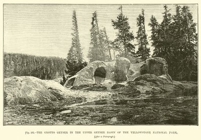 Gejzer Grotto w dorzeczu górnych gejzerów w Parku Narodowym Yellowstone autorstwa English School