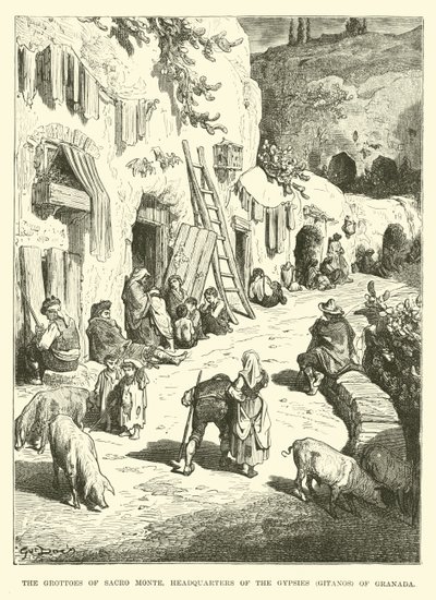 Groty Sacro Monte, siedziba Cyganów, Gitanos z Granady autorstwa English School
