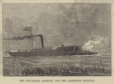 Gun-Vessel Bermejo dla Republiki Argentyńskiej (grawerowanie) autorstwa English School