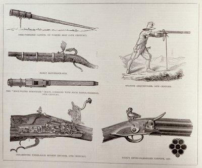 Pistolet i jego rozwój, z The Illustrated London News, 17 września 1881 r. autorstwa English School