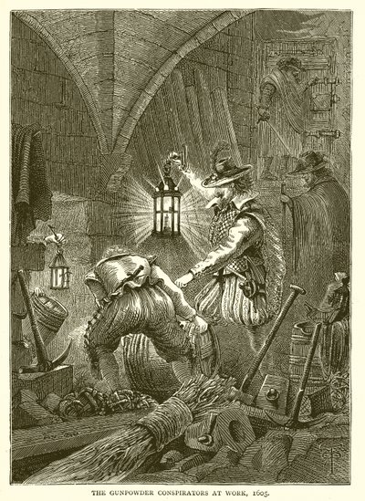 Spiskowcy prochowi przy pracy, 1605 autorstwa English School
