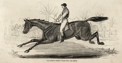 The Harrow Steeple Chase: The Last Brook, z „The Illustrated London News”, 26 kwietnia 1845 (rycina) autorstwa English School