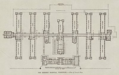 Szpital Herberta, Woolwich, plan parteru (rycina) autorstwa English School