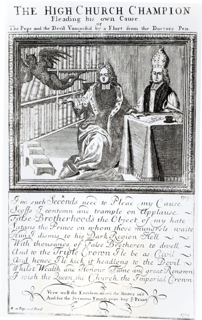 Mistrz Wysokiego Kościoła, broniący własnej sprawy, 1709 r. autorstwa English School