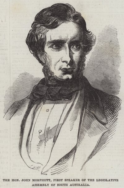Czcigodny John Morphett, pierwszy przewodniczący Zgromadzenia Ustawodawczego Australii Południowej (rycina) autorstwa English School