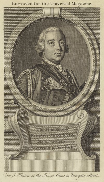 Szanowny Robert Monckton, generał dywizji, gubernator Nowego Jorku autorstwa English School