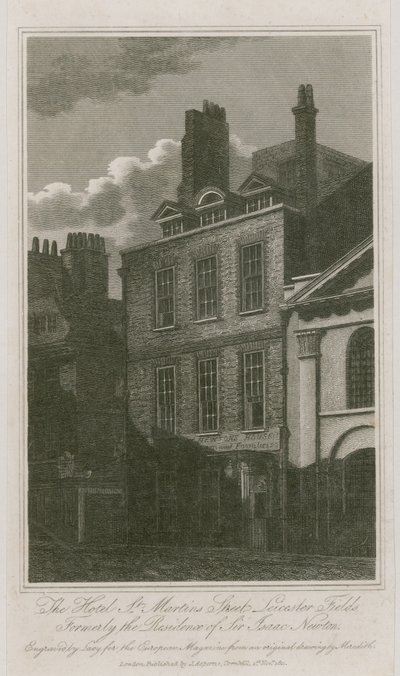 Hotel, St Martins Street, Leicester Square, Londyn; dawniej rezydencja Sir Isaaca Newtona autorstwa English School