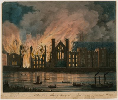 Płonąca Izba Lordów i Gmin, 16 października 1834 r autorstwa English School