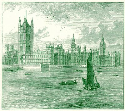 Houses of Parliament i Westminster Abbey, ilustracja z The World as it Is autorstwa George