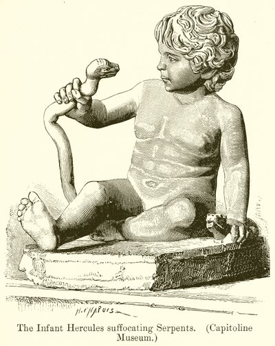 Niemowlę Herkules dusi węże. (Muzeum Kapitolińskie) autorstwa English School