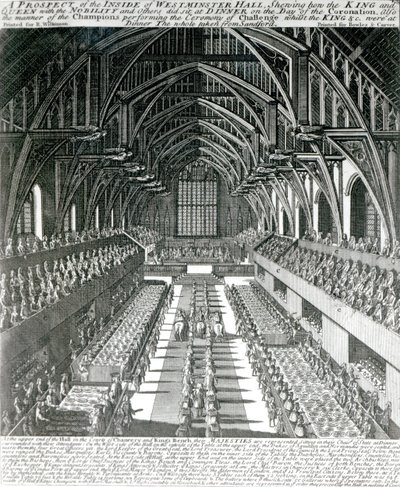 Wnętrze Westminster Hall (lito) (bw zdjęcie) autorstwa English School