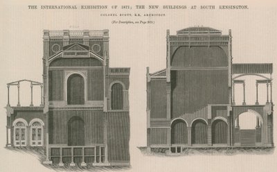 Międzynarodowa Wystawa 1871: Nowe Budynki w South Kensington autorstwa English School