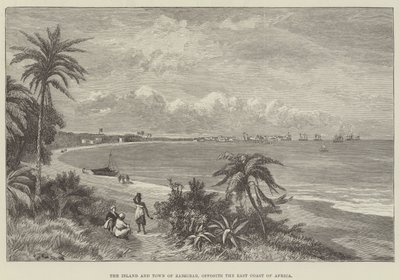 Wyspa i miasto Zanzibar, naprzeciwko wschodniego wybrzeża Afryki (rycina) autorstwa English School