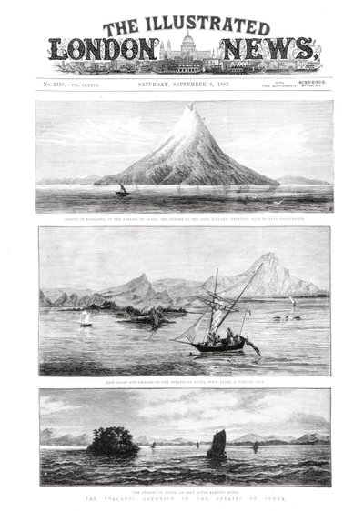The Island of Krakatoa, okładka The Illustrated London News, 8 września 1883 r. autorstwa English School