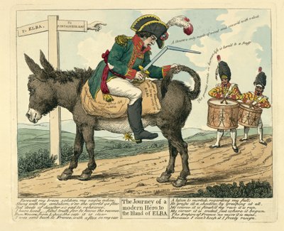 Podróż współczesnego bohatera na wyspę Elba, wyd. Londyn, 1814 r. autorstwa English School