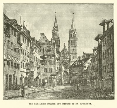 Karolinen-Strasse i kościół św. Wawrzyńca autorstwa English School