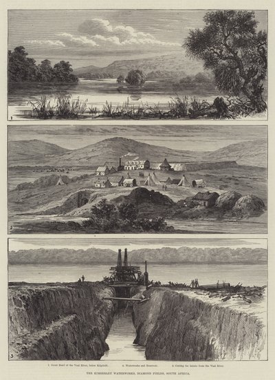 Wodociągi Kimberley, Diamond Fields, Republika Południowej Afryki (grawerowanie) autorstwa English School