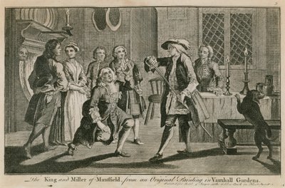 Król i młynarz z Mansfield z oryginalnego obrazu w Vauxhall Gardens w Londynie autorstwa English School