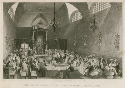 Król przedłużający parlament, w Izbie Lordów, kwiecień 1831 autorstwa English School
