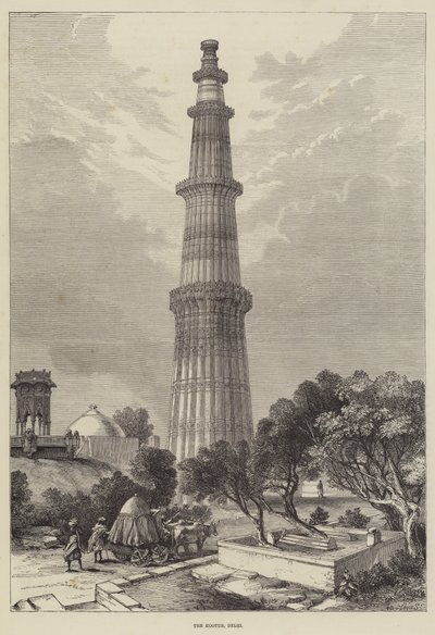 Kootub, Delhi (grawerowanie) autorstwa English School