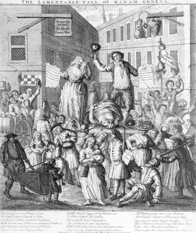 Żałosny upadek Madame Geneva, 1736 r autorstwa English School