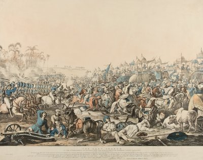 Ostatnia szarża 6. pułku (sic) Bengalu i 6. pułku lekkiej kawalerii Madras w dniu 16 grudnia 1817 r. (kolor litho) autorstwa English School