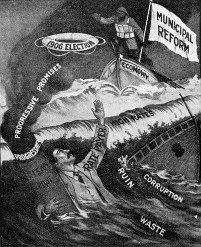 Ostatnia nadzieja, plakat Miejskiej Partii Reform, opublikowany w The Graphic, 27 października 1906 autorstwa English School