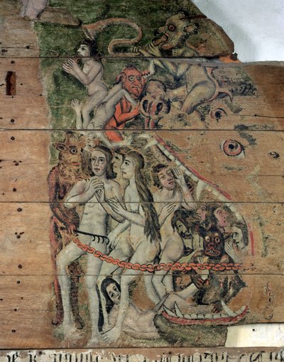 The Last Trump, z Wenhaston Doom, c.1500-20 (malowane drewno) autorstwa English School