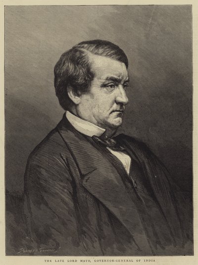 Późny Lord Mayo, Generalny Gubernator Indii (Grawerowanie) autorstwa English School
