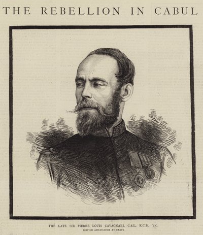 Późny Sir Pierre Louis Cavagnari, CSI, KCB, VC (grawerowanie) autorstwa English School