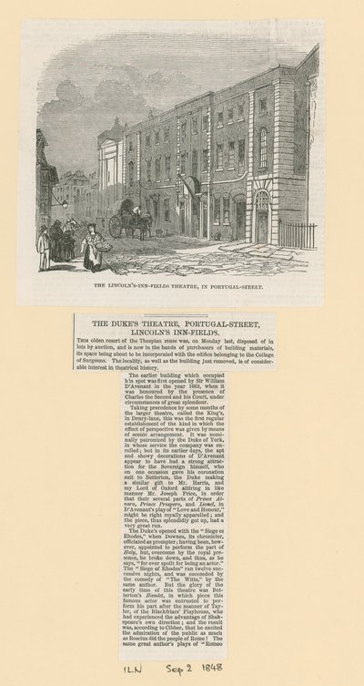 Teatr Lincolns Inn Fields na Portugal Street autorstwa English School