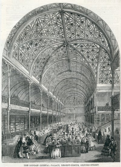 Londyński Crystal Palace, Regent Circus, Oxford Street, 1858 autorstwa English School