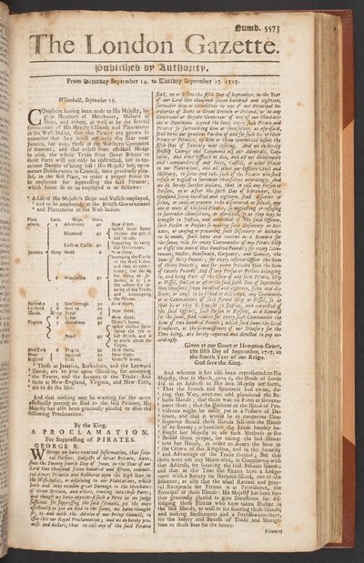 The London Gazette, nr 5573, s. 1 autorstwa English School