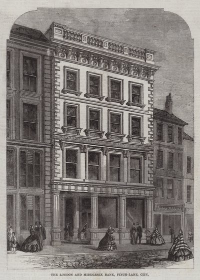 The London and Middlesex Bank, Finch-Lane, City (grawerowanie) autorstwa English School
