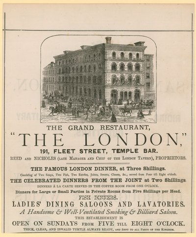 The London, restauracja, 191 Fleet Street, Temple Bar autorstwa English School