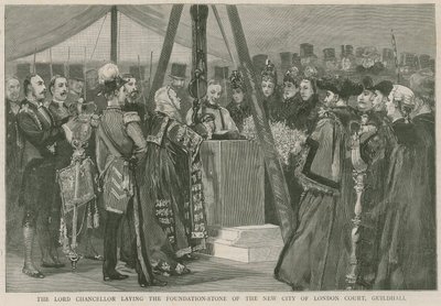 Lord Kanclerz kładzie kamień węgielny pod nowy londyński sąd, Guildhall autorstwa English School