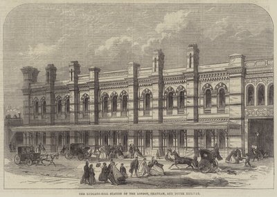 Stacja Ludgate-Hill London, Chatham i Dover Railway (grawerowanie) autorstwa English School