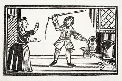 The Mad Pranks of Tom Tram, ilustracja z książki Chap-books of the Eighteenth Century Johna Ashtona, wyd. 1882 autorstwa English School