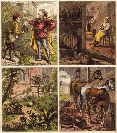Magiczna szkatułka (kolorowa litografia) autorstwa English School