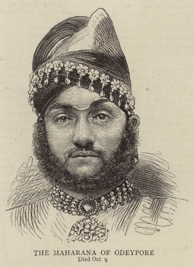 Maharana z Odeypore (rycina) autorstwa English School