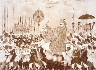 Wódz Mahratty Tulsaji z Tanjore (kolor litho) autorstwa English School