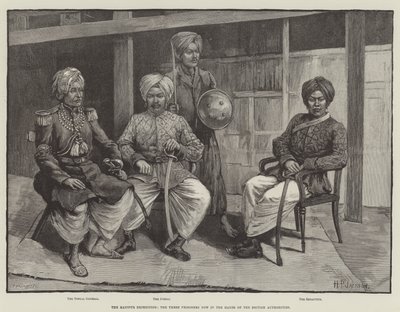 Ekspedycja Manipur, trzej więźniowie w rękach władz brytyjskich (rycina) autorstwa English School