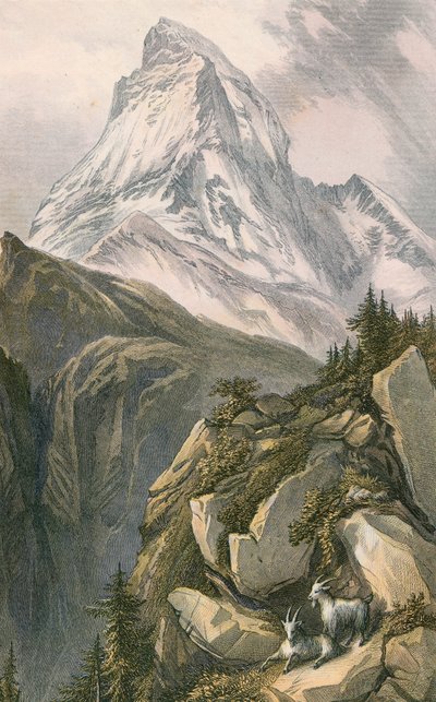 Matterhorn, czyli Mont Cervin. Z góry Zermatt, Szwajcaria autorstwa English School