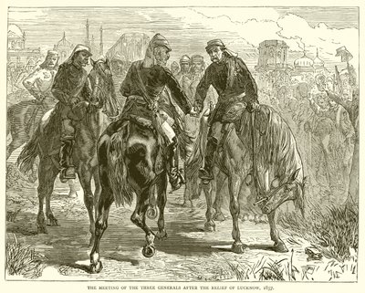 Spotkanie Trzech Generałów po odsieczy Lucknow, 1857 autorstwa English School