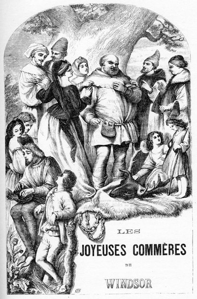 Wesołe żony Windsoru - Les Joyeuses Commeres de Windsor - Ilustracja w „” Completes de William Shakespeare”” 1866 – Ilustracje i ogólna forma tego wydania zapożyczono z ilustrowanego Szekspira Cassella, opublikowanego w Londynie autorstwa English School