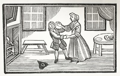 Metoda, którą zastosowała Meg, aby jeden z wikariuszy zapłacił swój wynik, ilustracja z książki Chap-books of the Eighteenth Century autorstwa Johna Ashtona, wyd. 1882 autorstwa English School